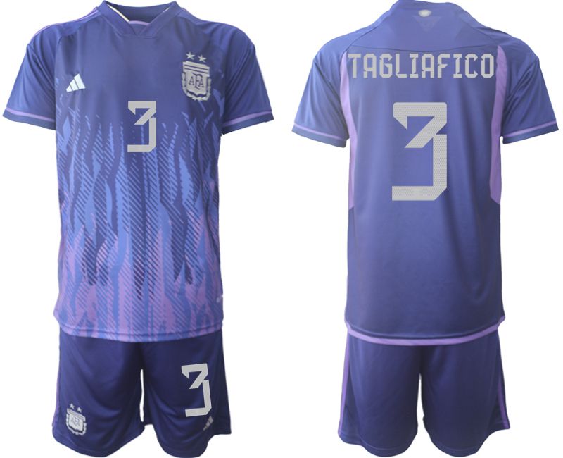 Men 2022 World Cup National Team Argentina away purple #3 Soccer Jersey
